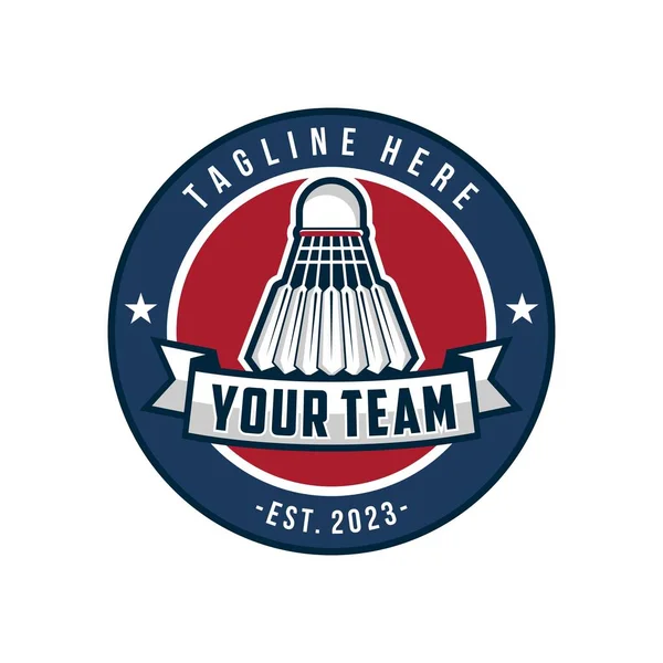 Badminton Emblema Logotipo Vetor Ilustração — Vetor de Stock