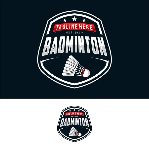 Badminton Emblema Logotipo Vetor Ilustração Estilo Moderno — Vetor de Stock