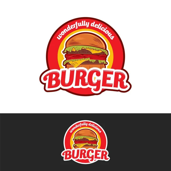 Burger Logosu Illüstrasyonu Burger Shop Market Vector Logo Damgası Hamburger — Stok Vektör