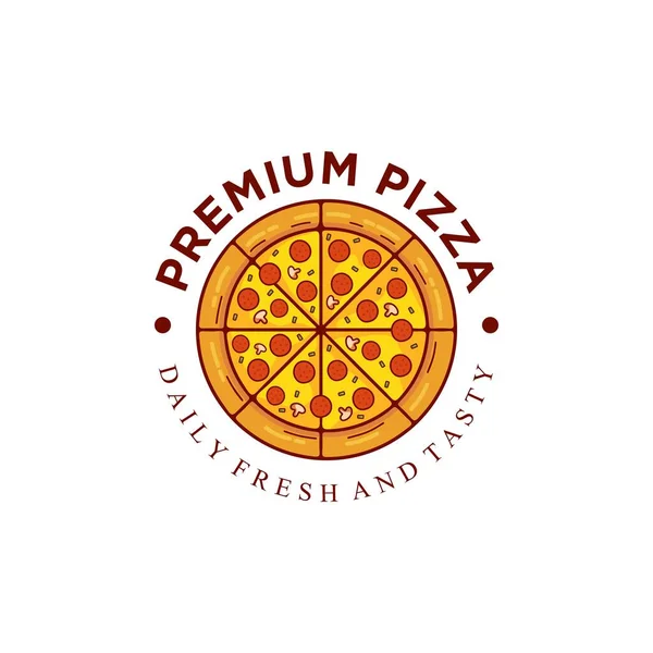 Векторная Иллюстрация Логотипа Пиццы Шаблон Логотипа Пиццы Векторная Эмблема Кафе — стоковый вектор