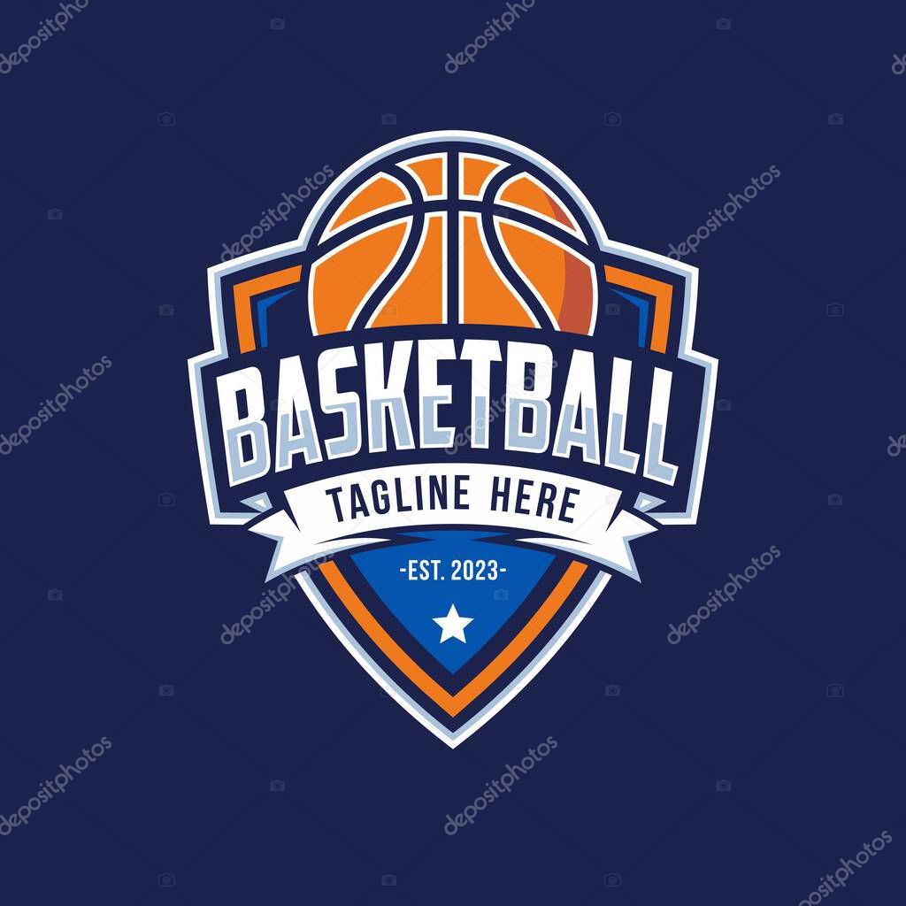 Basketball club logo vector design. Basketball club emblem illustration