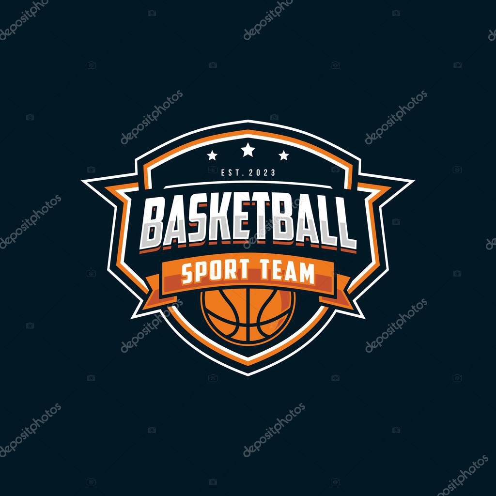 Basketball club logo vector design. Basketball club emblem illustration