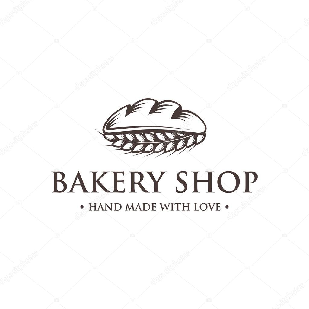 Bakery logo vector, Cake Shop Label Vector Logo Stamp. Bread logo design
