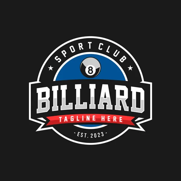 Billardclub Logo Template Design Sport Etikettenvektorillustration — Stockvektor
