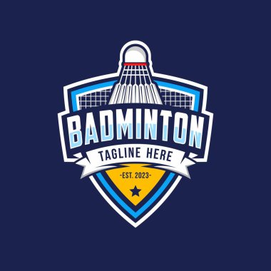 Badminton Kulüp logo şablonu, Badminton Turnuva Logoti konsepti. Soyut spor sembolü tasarım vektörü çizimi