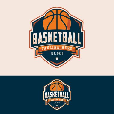 Basketbol kulübü logosu, basketbol kulübü. Turnuva basketbol kulübü amblemi vektör illüstrasyonu