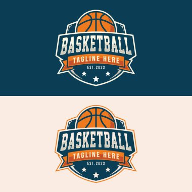 Basketbol kulübü logosu. Basketbol kulübü amblemi vektör illüstrasyonu