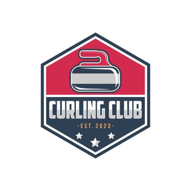Körling oyunu logo vektör illüstrasyonu, curling spor takımı logosu. Taşlı kıvırcık spor