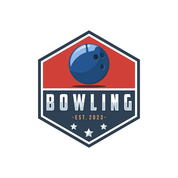 Bowling Logo Turnier Abzeichen Logo Design Vektor Illustration — Stockvektor
