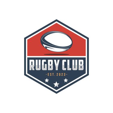 Rugby logosu tasarım vektör çizim şablonu, rugby kulübü amblemi