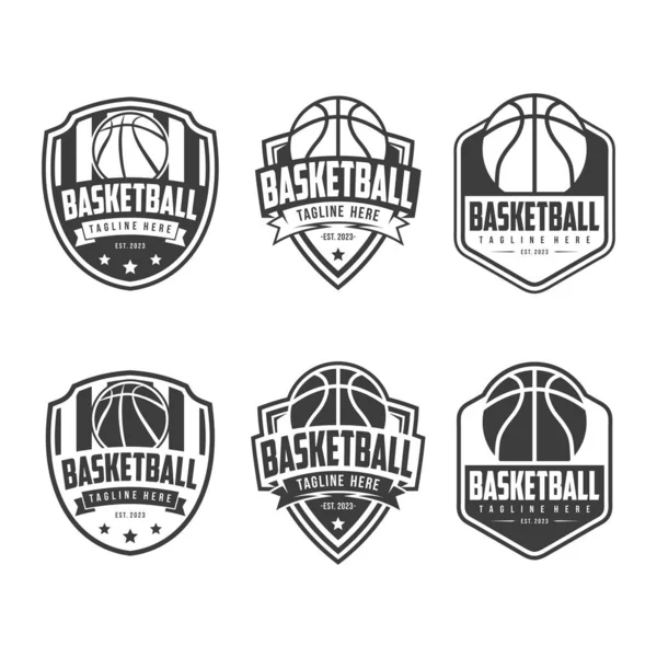 Basketbol logosu, amblem seti koleksiyonu, basketbol vektör illüstrasyonu