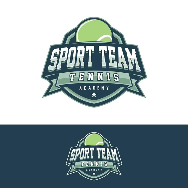 Tenis logosu tasarımı, spor rozeti şablonu. Vektör illüstrasyonu