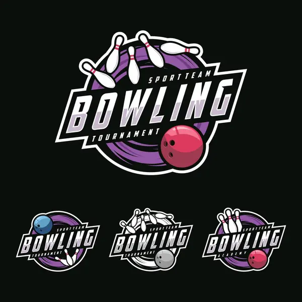 Bowling logosu, amblem seti koleksiyonu, bowling vektörü illüstrasyonu