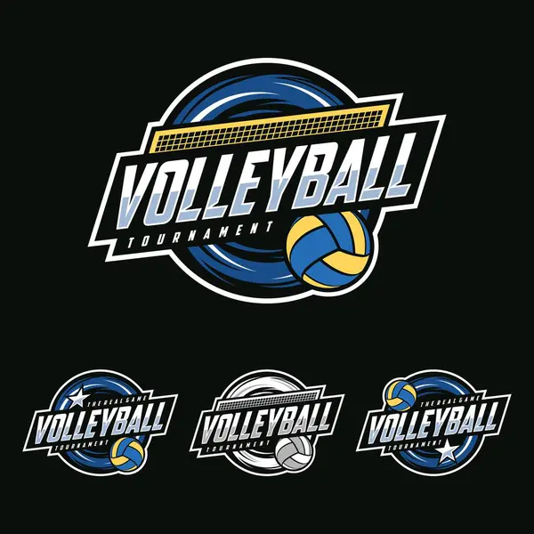 Voleybol logosu tasarım vektör çizimi, voleybol kulübü için amblem set koleksiyonu
