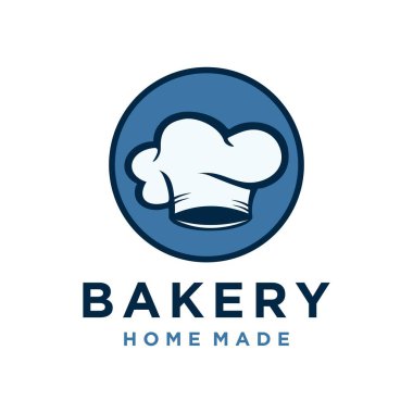 Basit Fırın Şefi Şapka Logosu Pasta Tasarımı Basit Ev Yapımı Rozet Şablonu Çizimi