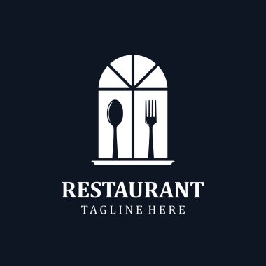 Restoran logosu için Spoon Fork Plaka 'nın basit premium logosu
