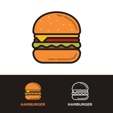 Çizgi film Burger. Cheese Burger Vektör illüstrasyonu.