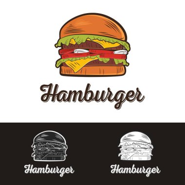 Çizgi film Burger. Cheese Burger Vektör illüstrasyonu.