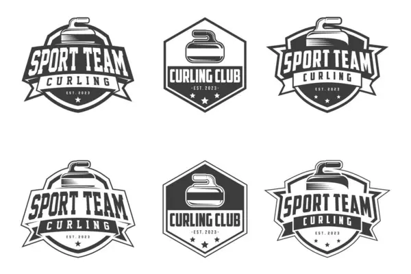 Logotipo Curling Conjunto Emblema Insígnia Curling Design Vetor Esporte Emblemas Ilustrações De Stock Royalty-Free