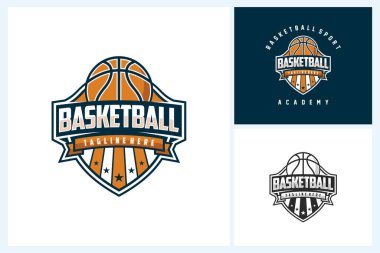 Basketbol logosu, amblem seti koleksiyonu, basketbol vektör illüstrasyonu