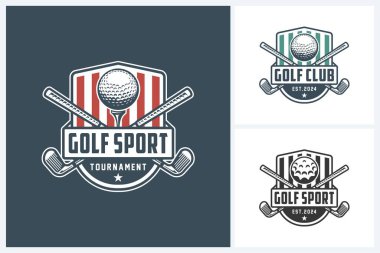 Golf spor logosu tasarım şablonu, golf amblemi vektörü, golf turnuvası rozet logosu tasarım vektör çizimi