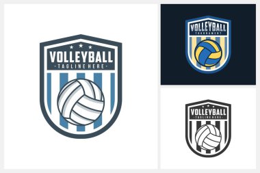 Voleybol logosu tasarım şablonu, voleybol takımının amblem koleksiyonu, voleybol turnuvası logo tasarım illüstrasyonu