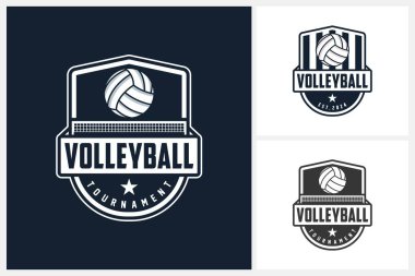 Voleybol logosu tasarım şablonu, voleybol takımının amblem koleksiyonu, voleybol turnuvası logo tasarım illüstrasyonu