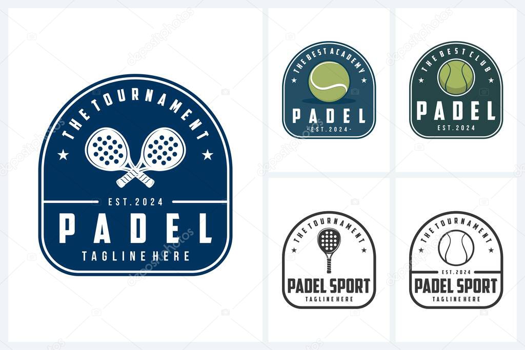 Padel logo sport design template, padel sport emblem vector, padel game tournament logo badge design vector illustration