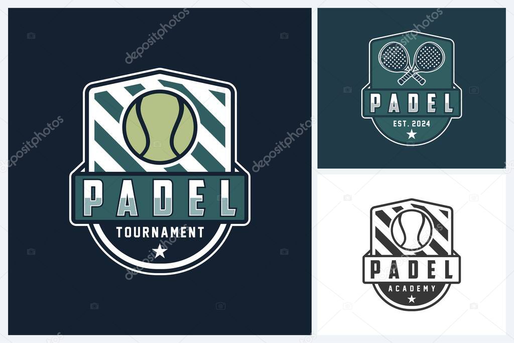 Padel logo sport design template, padel sport emblem vector, padel game tournament logo badge design vector illustration