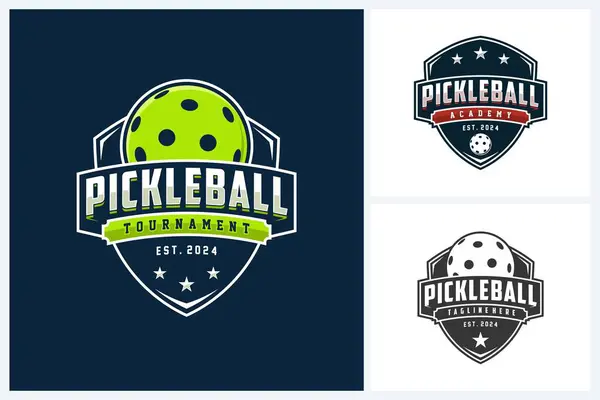 Stock vector Pickleball logo sport design template, pickleball sport emblem vector, pickleball tournament logo badge design vector illustration