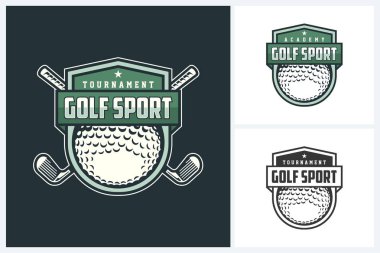 Golf logosu spor tasarım şablonu, golf amblemi vektörü, golf turnuvası rozet logosu tasarım vektör çizimi