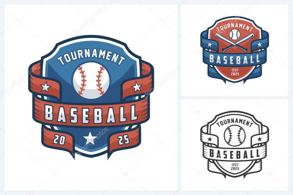 Baseball logo sport design vector template, baseball icon sport emblem vector, baseball tournament logo badge design vector illustration
