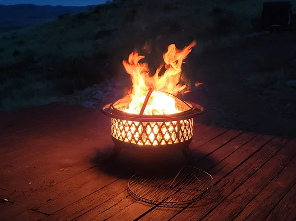 Brinnande Eld Natten — Stockfoto
