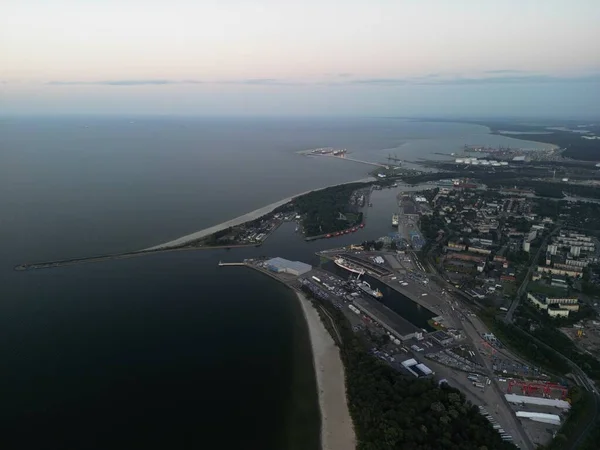 Widok Lotu Ptaka Plażę Gdańsk Polska Morze Bałtyckie — Zdjęcie stockowe