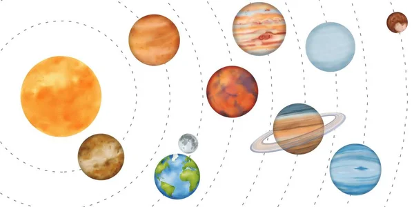 Système Solaire Avec Des Orbites Planétaires Mercure Vénus Terre Avec — Photo