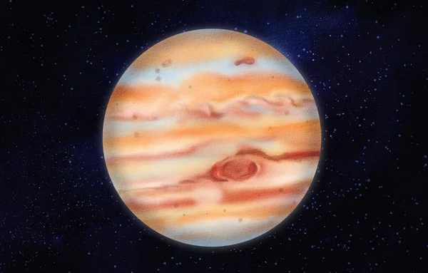 太阳系中的第五颗行星 夜晚的星空 用于学校 天文课 笔记本封面和日记 占星术 黄道带星座人马座的守护神 水彩画 — 图库照片