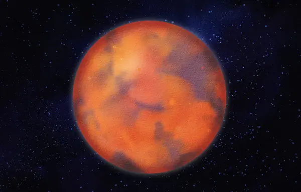 Mars Güneş Sistemindeki Dördüncü Gezegen Gece Yıldızlı Gökyüzü Okullar Astronomi — Stok fotoğraf