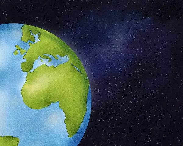 Stäng Planeten Jorden Natthimlen Representation Utbildningssyfte Särskilt För Skolan Astronomilektioner — Stockfoto