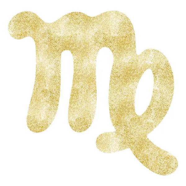 Gold Virgo Zodiac Symbol Illustration Simple Virgo Zodiac Icon Luxury — Stock Photo, Image