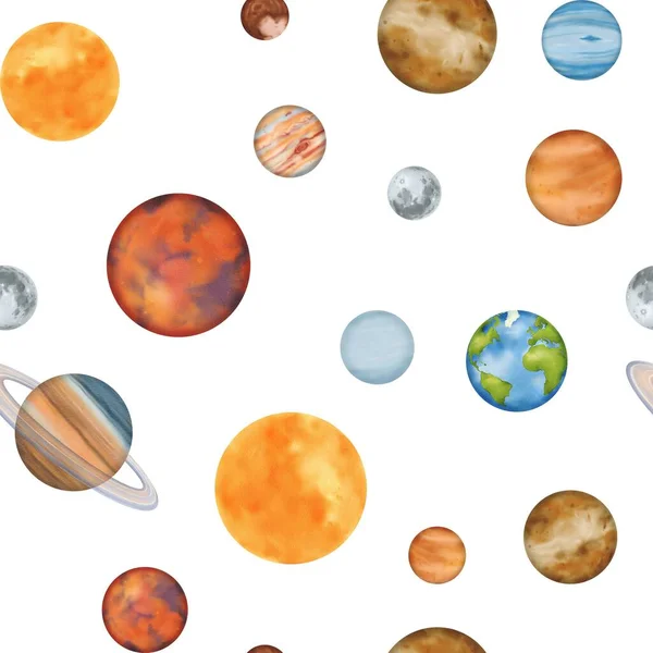 Het Zonnestelsel Met Planetaire Banen Mercurius Venus Aarde Met Zijn — Stockfoto
