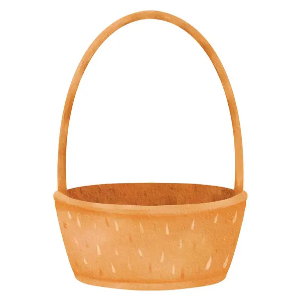 Wooden Basket Cartoon Style Empty Wicker Basket Perfect Mushrooms Berries — Stock Photo, Image