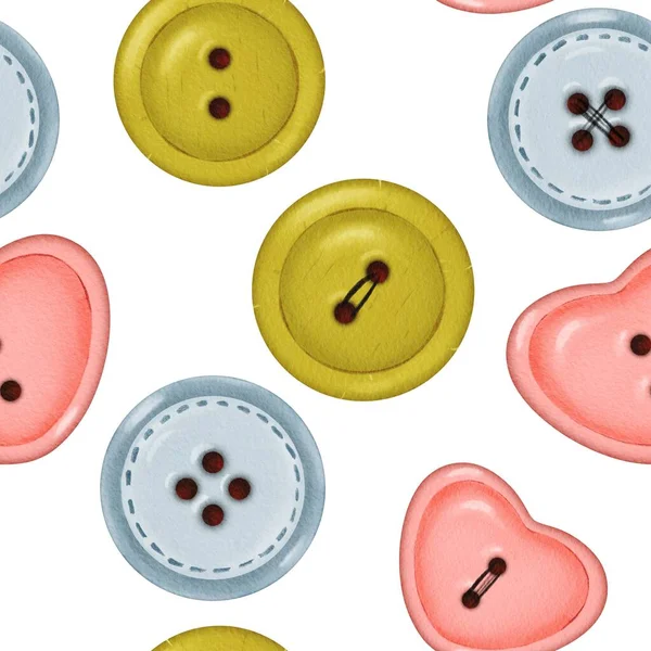 Seamless Pattern Buttons Various Colors Buttons Different Shapes Shades Create — Stock Photo, Image