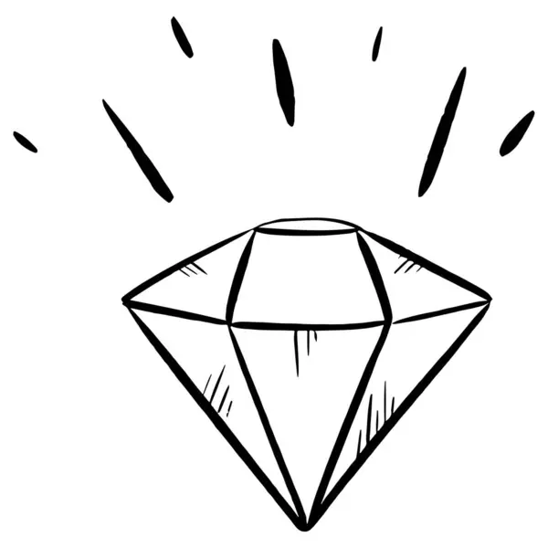 Monochrome Illustration Diamond Emitting Rays Resembling Head Shape Eye Details — Stock Vector