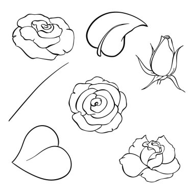 Bu tarz sanat tasarımı çeşitli çiçek temalı projeler için ideal güzel güller ve zarif yapraklar sergiliyor.