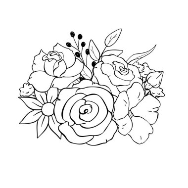 Bu çarpıcı siyah beyaz çiçek çizimi renk aktiviteleri ve sanatsal projeler için mükemmeldir.