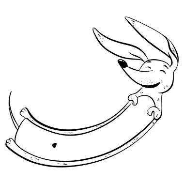 Neşeli bir köpeği enerjik bir şekilde koşarken canlandıran büyüleyici ve kaprisli bir illüstrasyon.