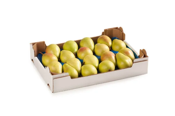 Peren Witte Kartonnen Doos Groen Fruit Italiaanse Keuken Pera Coscia — Stockfoto