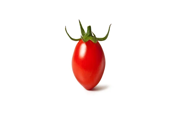 Rote Pflaumen Tomate Italienische Sorte Pizzutello Großaufnahme Auf Blättern Isoliert — Stockfoto