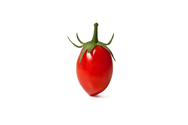 Red Plum Tomato Italiaanse Pizzutello Cultuur Close Bladeren Geïsoleerd Witte — Stockfoto