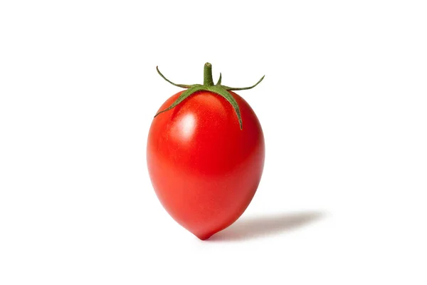 Punainen Luumu Tomaatti Italialainen Pizzutello Cultivar Lähikuva Lehdet Eristetty Valkoisella — kuvapankkivalokuva